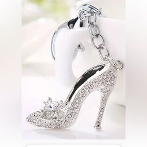 High heeled, rhinestone bag charm/keychain